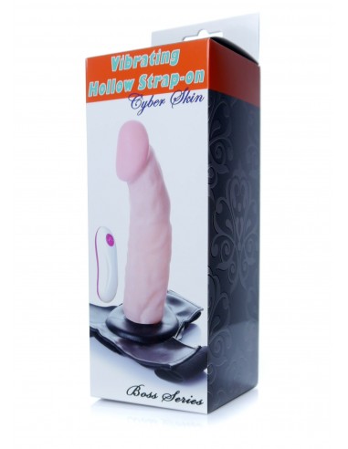 Strapon Z Wibracjami Vibrating Hollow Strap-On - Cyber Skin - Strap-ony, dilda na pasku z wibracją - 8