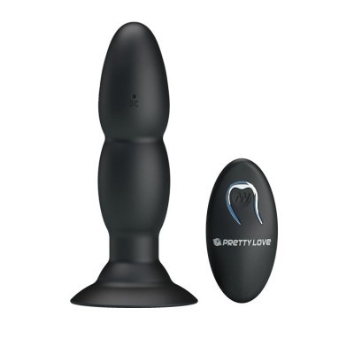 Korek analny Beaded for Extra Pleasure - 4 wibracje i 4 rotacje, 13,5 cm - 1 2