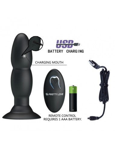 Wibrujący korek analny PRETTY LOVE - Beaded for Extra Pleasure 4 Vibrations / Rotations - Kulki i korki analne wibrujące - 5