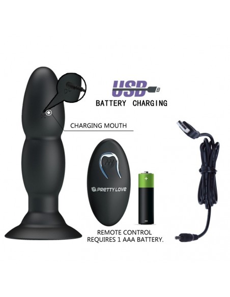 Wibrujący korek analny PRETTY LOVE - Beaded for Extra Pleasure 4 Vibrations / Rotations - Kulki i korki analne wibrujące - 5