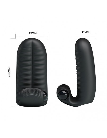 Wibrująca nakładka na palce PRETTY LOVE - Abott Double Finger Vibrator Black - Nakładki na palce - 5