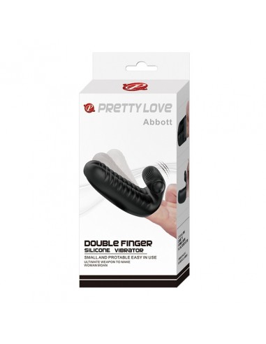 Wibrująca nakładka na palce PRETTY LOVE - Abott Double Finger Vibrator Black - Nakładki na palce - 7