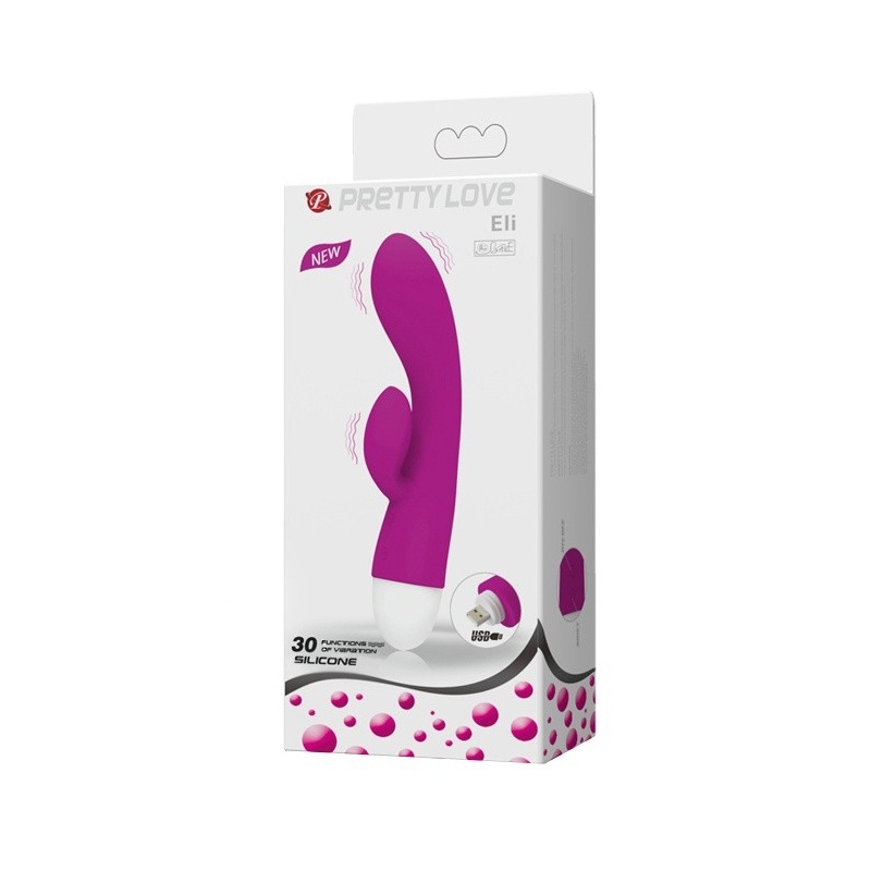 Wibrator króliczek ELI - dwufunkcyjny, silikonowy, 30 funkcji wibracji, ładowanie USB, 3,1 × 15,1 cm - 9