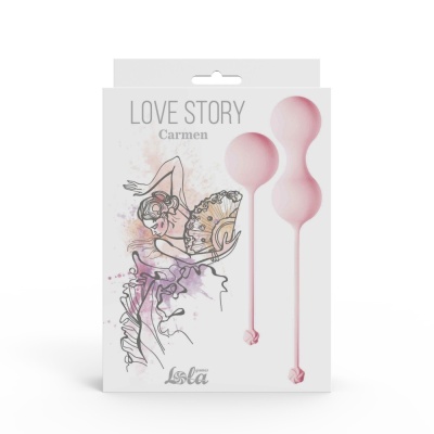 Kulki dopochwowe Carmen Tea Rose - hipoalergiczny silikon z przesuniętym środkiem ciężkości, 18,3 cm - 1