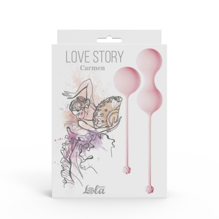 Kulki dopochwowe Carmen Tea Rose - hipoalergiczny silikon z przesuniętym środkiem ciężkości, 18,3 cm - 1