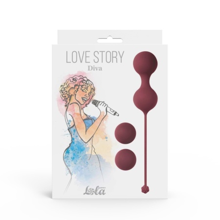 Kulki dopochwowe Love Story Diva Wine Red - silikon, przesunięty środek ciężkości, długość 17,8 cm - 1