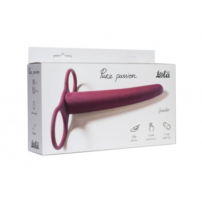 Pierścień erekcyjny z penetratorem Double Penetration Gimlet - hipoalergiczny silikon, długość 16 cm - 1