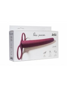Strapon Pure Passion Double Penetration Gimlet Wine Red - Strap-ony, dilda na pasku bez wibracji - 1