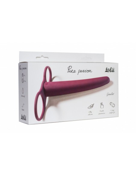 Strapon Pure Passion Double Penetration Gimlet Wine Red - Strap-ony, dilda na pasku bez wibracji - 1