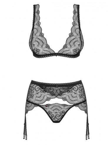 Komplet Bielizny Firella 3-Częściowy Czarny - Komplety bielizny erotycznej - 5