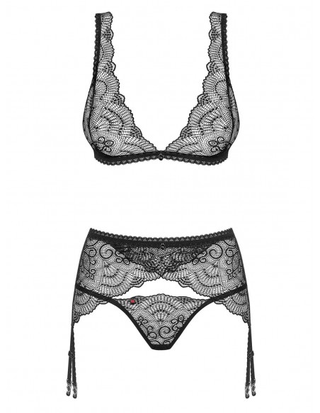 Komplet Bielizny Firella 3-Częściowy Czarny - Komplety bielizny erotycznej - 5
