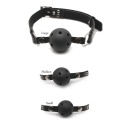 Knebel kulowy Ball Gag Training System z 3 wymiennymi kulami S/M/L (3,5–4,7 cm) i otworami oddechowymi - 2