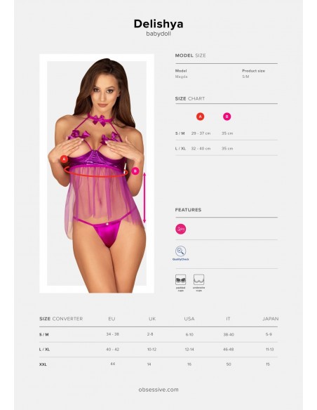 Delishya Babydoll I Stringi Fioletowa   - Babydoll - 7