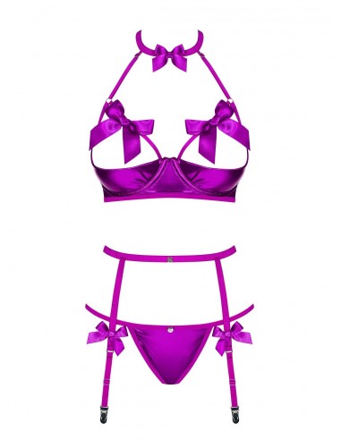 Komplet Bielizny Delishya 3-Częściowy Fioletowy - Komplety bielizny erotycznej - 5