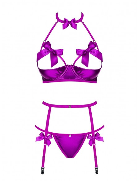 Komplet Bielizny Delishya 3-Częściowy Fioletowy - Komplety bielizny erotycznej - 5