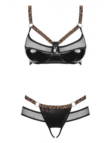 Komplet Bielizny Electricia 2-Częściowy Otwarty Czarny  S/M - Komplety bielizny erotycznej - 5
