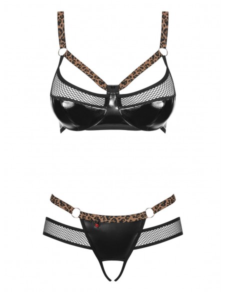 Komplet Bielizny Electricia 2-Częściowy Otwarty Czarny  S/M - Komplety bielizny erotycznej - 5