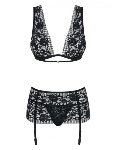Komplet Bielizny Figurea 3-Częściowy Czarny - Komplety bielizny erotycznej - 5