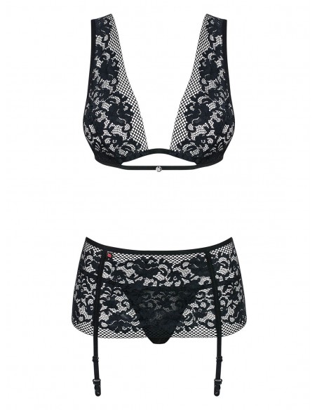 Komplet Bielizny Figurea 3-Częściowy Czarny - Komplety bielizny erotycznej - 5