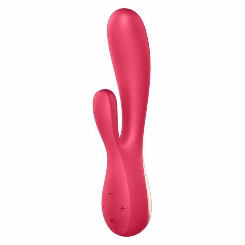 Wibrator typu króliczek Mono Flex Red - podwójny silnik, silikon + ABS, 20,4 cm - 3