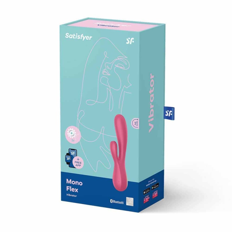 Wibrator typu króliczek Mono Flex Red - podwójny silnik, silikon + ABS, 20,4 cm - 4