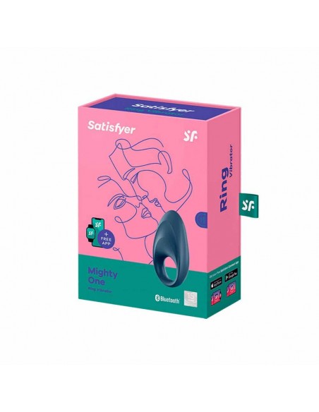 Sterowany Telefonem Pierścień na Penisa wibrujący Mighty One Czarny - Pierścienie erekcyjne wibrujące - 2