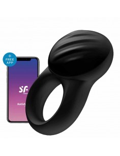 Sterowany Telefonem Pierścień na Penisa wibrujący Signet Ring Czarny - Pierścienie erekcyjne wibrujące - 1