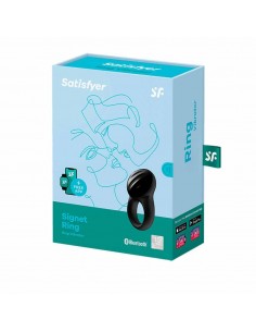 Sterowany Telefonem Pierścień na Penisa wibrujący Signet Ring Czarny - Pierścienie erekcyjne wibrujące - 1 2