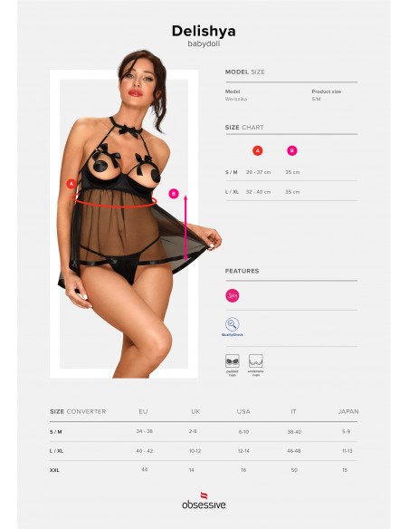 Delishya Babydoll I Stringi Czarna   - Babydoll - 7