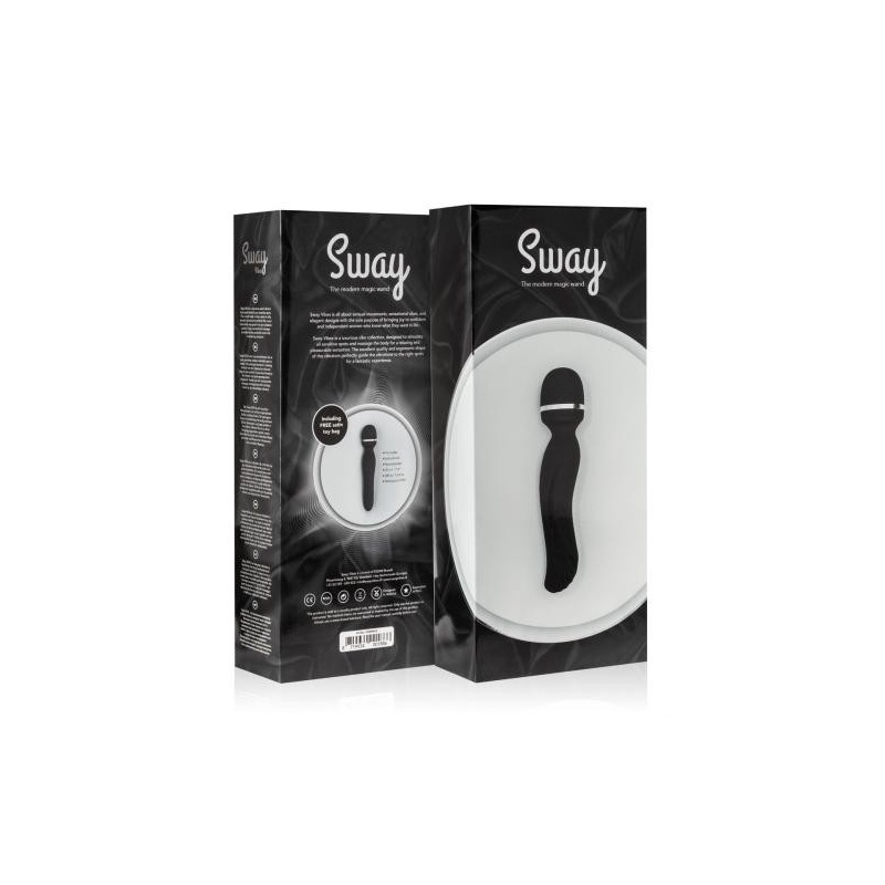 Wibrator różdżkowy Sway Vibes No.4 Black - elastyczna główka silikonowa, 10 trybów, długość 20 cm - 5