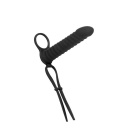 Strap-on Pure Passion Rori Black - silikonowa nakładka z wibrującym pociskiem, pierścień o średnicy wewnętrznej 3 cm, długość 16 - 2