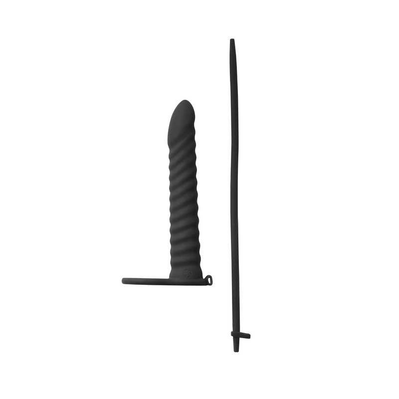 Strap-on Pure Passion Rori Black - silikonowa nakładka z wibrującym pociskiem, pierścień o średnicy wewnętrznej 3 cm, długość 16 - 4