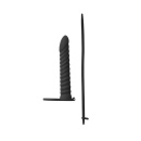 Strap-on Pure Passion Rori Black - silikonowa nakładka z wibrującym pociskiem, pierścień o średnicy wewnętrznej 3 cm, długość 16 - 4