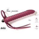 Nasadka strap-on Rori Wine Red - silikonowa, z pierścieniem mocującym i wibrującym pociskiem, dł. 16,2 cm - 1
