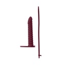 Nasadka strap-on Rori Wine Red - silikonowa, z pierścieniem mocującym i wibrującym pociskiem, dł. 16,2 cm - 3