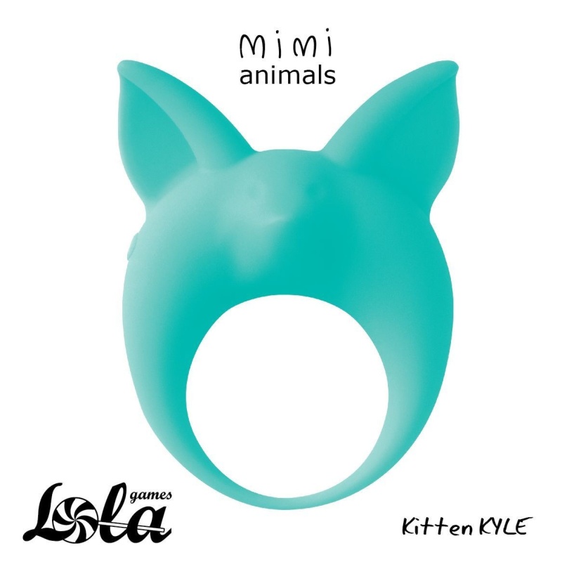 Pierścień wibracyjny na prącie Animals Kitten Kyle Green - hipoalergiczny silikon, 1 tryb wibracji, średnica wewnętrzna 3,5 cm - 3