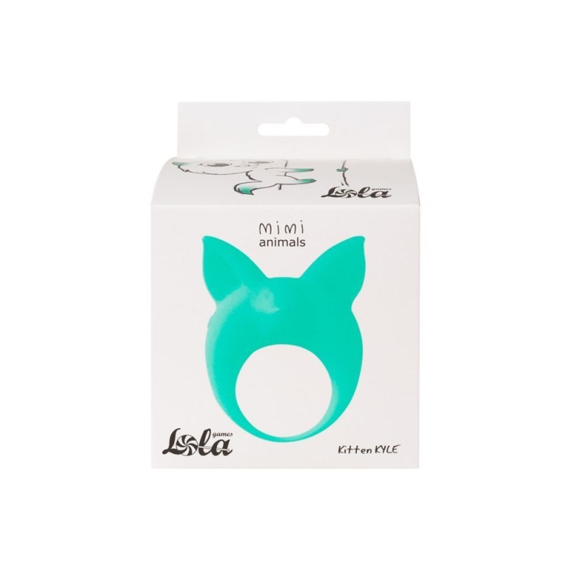 Pierścień wibracyjny na prącie Animals Kitten Kyle Green - hipoalergiczny silikon, 1 tryb wibracji, średnica wewnętrzna 3,5 cm - 2