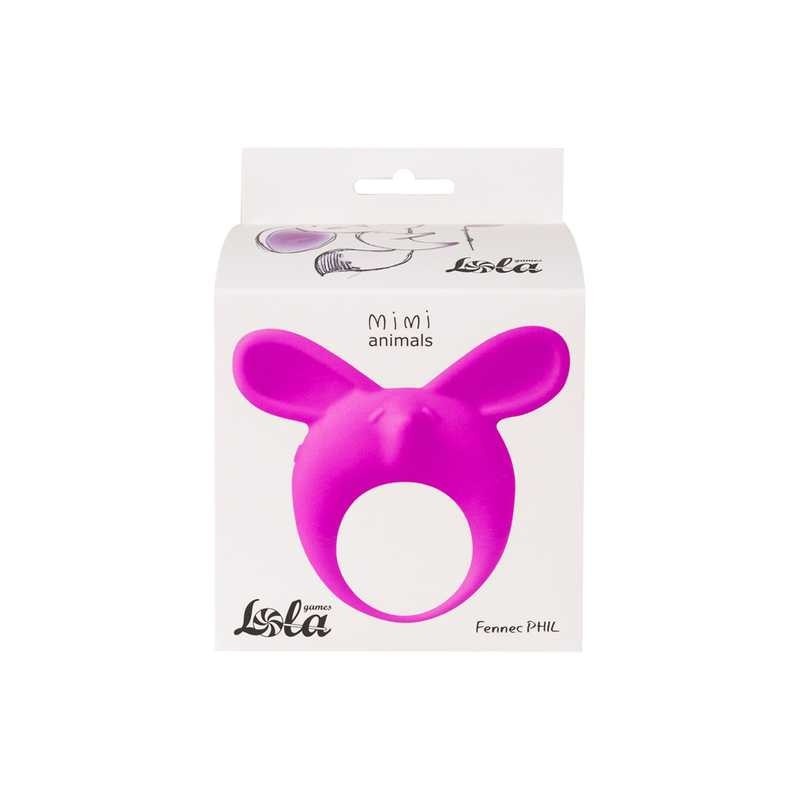 Pierścień wibracyjny MiMi Animals Fennec Phil Purple - silikonowy pierścień z pociskiem, średnica wewnętrzna 3,5 cm - 2