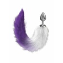 Metalowy korek analny Diamond Galaxy Purple z futrzanym ogonem - wkładka 6,8 x 2,8 cm, długość całkowita 38 cm - 1