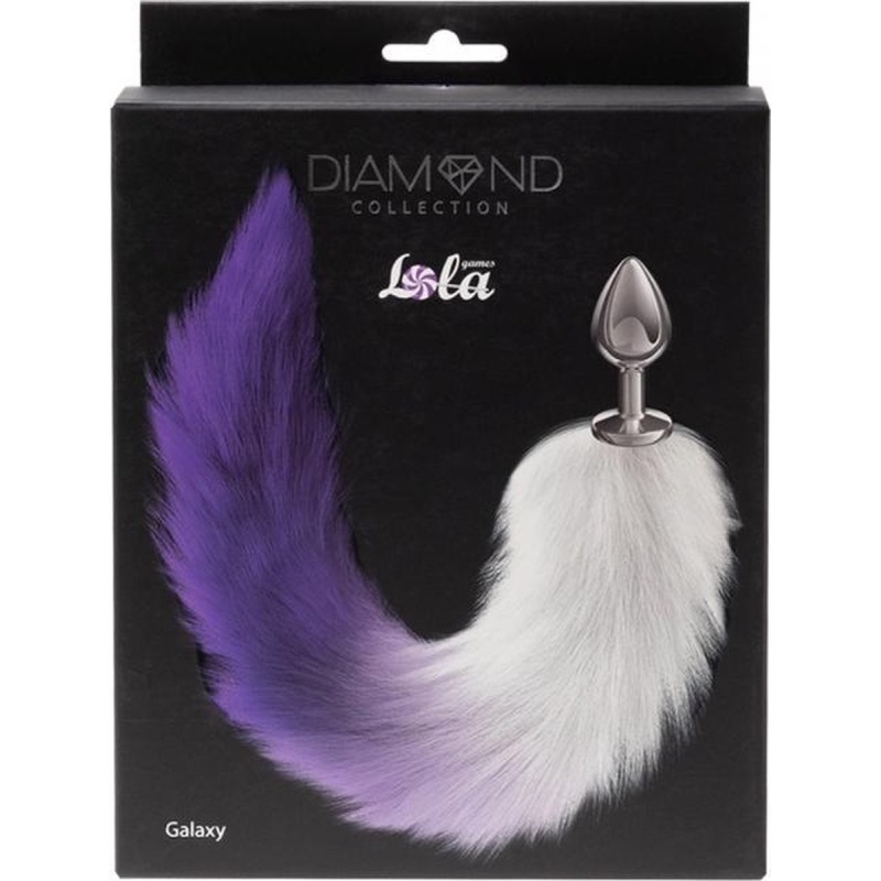 Metalowy korek analny Diamond Galaxy Purple z futrzanym ogonem - wkładka 6,8 x 2,8 cm, długość całkowita 38 cm - 4