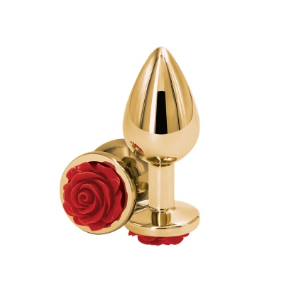 Korek analny Rose Buttplug Medium Red z aluminium, 8,9 cm - 1