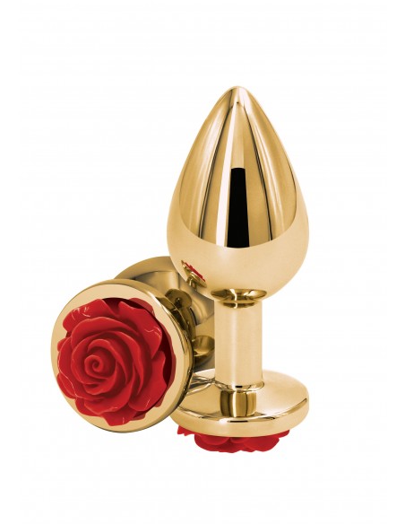 Korek analny Butt Plug ROSE Złoty M - Korki i Kulki Analne - 1