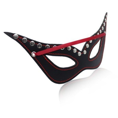 Maska pełnotwarzowa Secret Mask BLACK czarna ze srebrnymi ćwiekami - 1