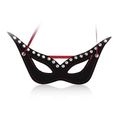 Maska pełnotwarzowa Secret Mask BLACK czarna ze srebrnymi ćwiekami - 1 2