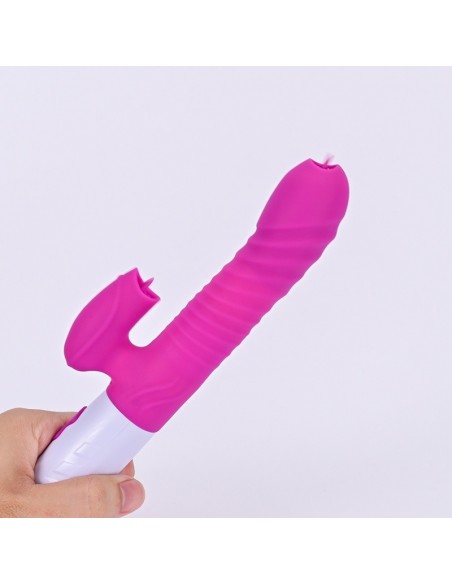 Nowoczesny Masażer z Króliczkiem i Języczkiem + Pulsacja - Wibratory Króliczki - 3