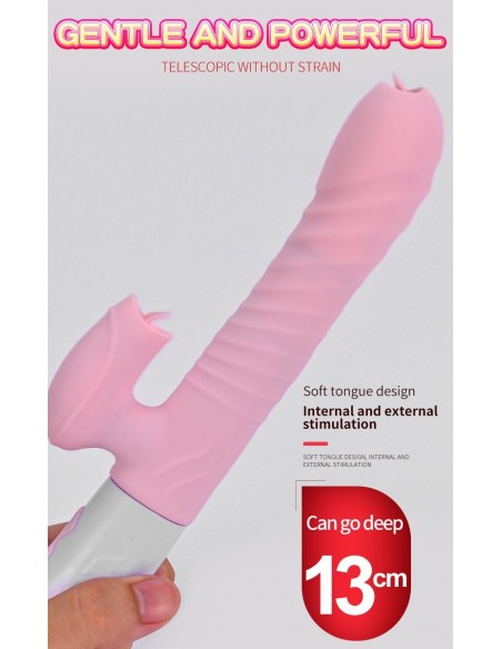 Nowoczesny Masażer z Króliczkiem i Języczkiem + Pulsacja - Wibratory Króliczki - 11