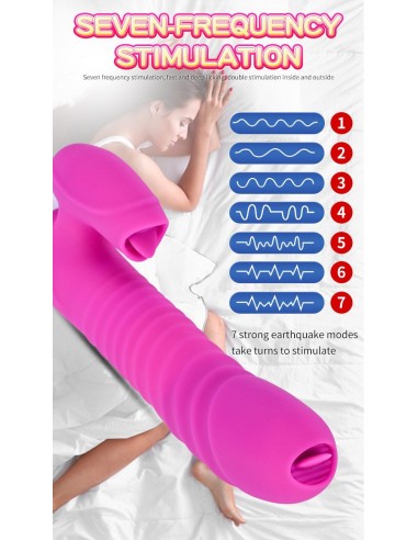 Nowoczesny Masażer z Króliczkiem i Języczkiem + Pulsacja - Wibratory Króliczki - 12