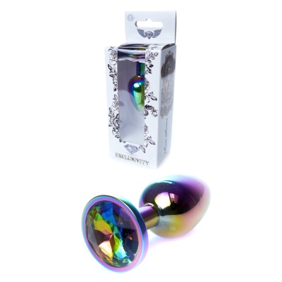 Biżuteria analna Multicolour PLUG-Clear - stal nierdzewna, anatomiczny kształt, długość 7 cm, średnica 2,7 cm - 1
