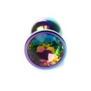 Biżuteria analna Multicolour PLUG-Clear - stal nierdzewna, anatomiczny kształt, długość 7 cm, średnica 2,7 cm - 2