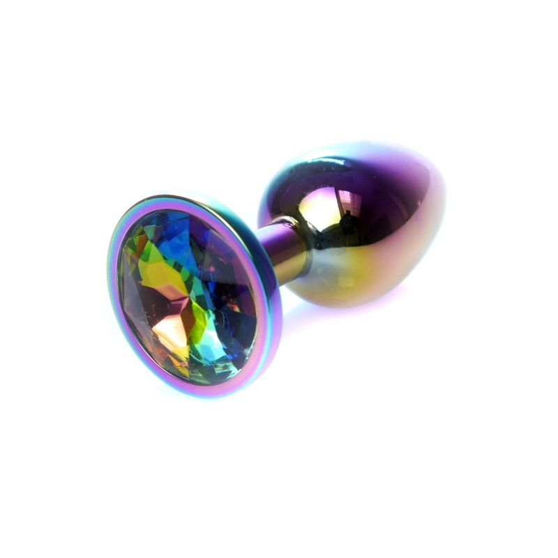 Biżuteria analna Multicolour PLUG-Clear - stal nierdzewna, anatomiczny kształt, długość 7 cm, średnica 2,7 cm - 3